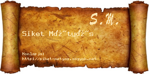 Siket Mátyás névjegykártya